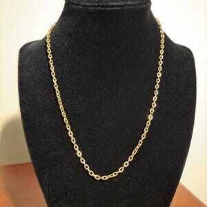 Gold Oval Chain Link 18" Necklace With Spring Ring Clasp New Without Tags